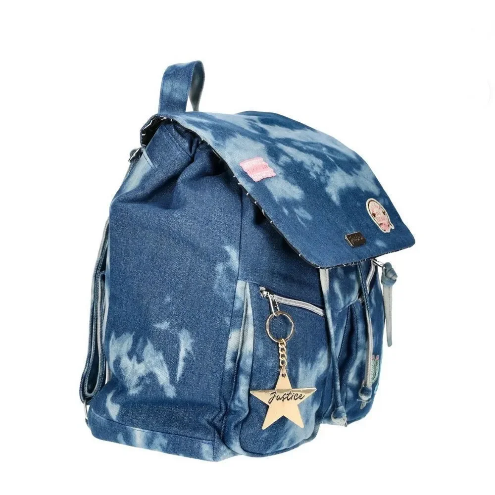 Justice Girls Denim Rucksack Backpack, Blue